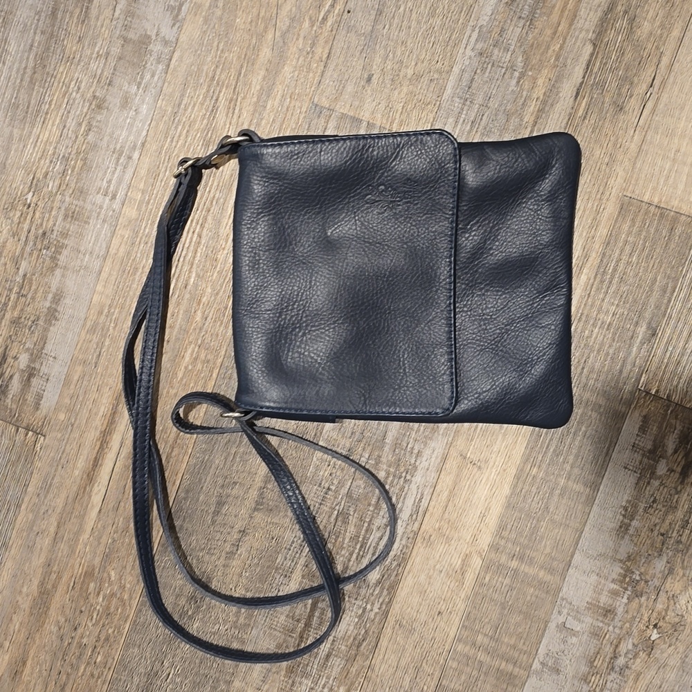 Borse in Pelle Made in Italy Leather Crossbody Navy Medium​